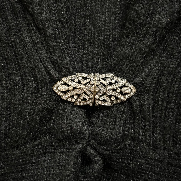 Lauren by Ralph Lauren Black Mohair Sweater with Rhinestone Clasp Size Small - Picture 2 of 5